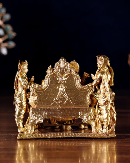 Pure Bronze Ramapatabhishekam Ram Darbar Idol | 2.75" (7 cm) Panchaloha Statue - Budhshiv.com