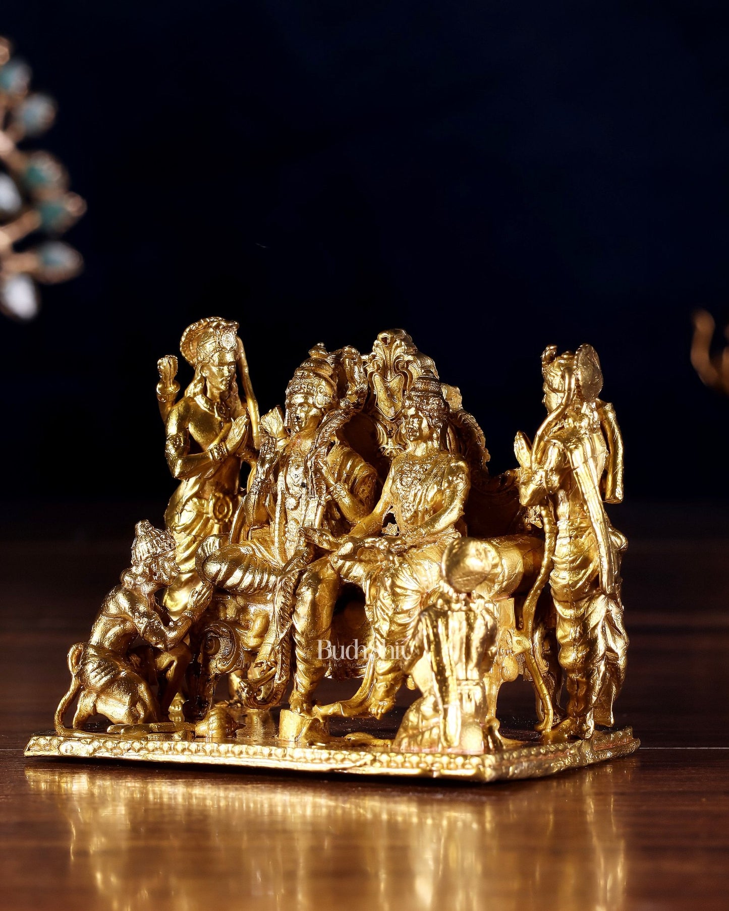 Pure Bronze Ramapatabhishekam Ram Darbar Idol | 2.75" (7 cm) Panchaloha Statue - Budhshiv.com