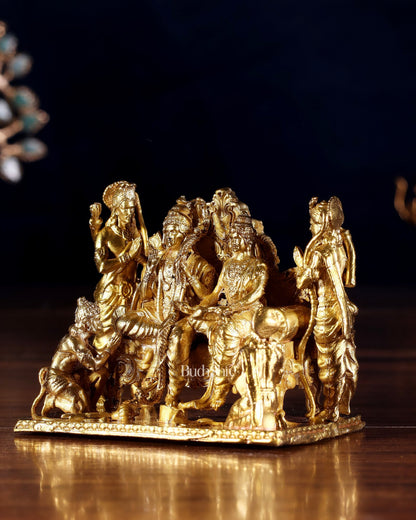 Pure Bronze Ramapatabhishekam Ram Darbar Idol | 2.75" (7 cm) Panchaloha Statue - Budhshiv.com