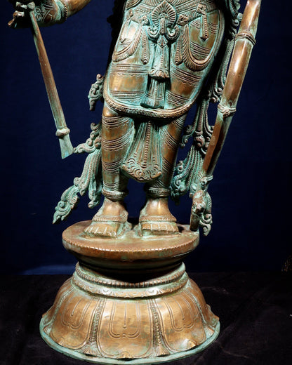 Pure Bronze Ramar Set (Ram Darbar) – Vintage Chola Patina 29", 85 kgs. - Budhshiv.com