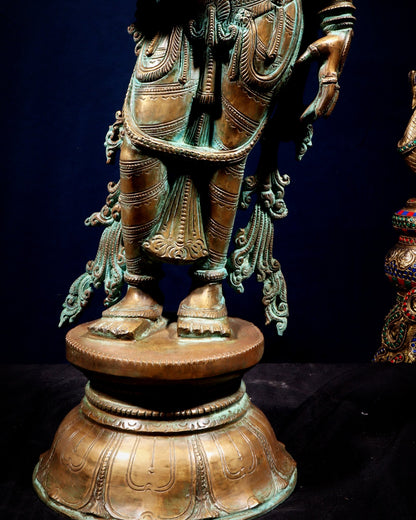 Pure Bronze Ramar Set (Ram Darbar) – Vintage Chola Patina 29", 85 kgs. - Budhshiv.com