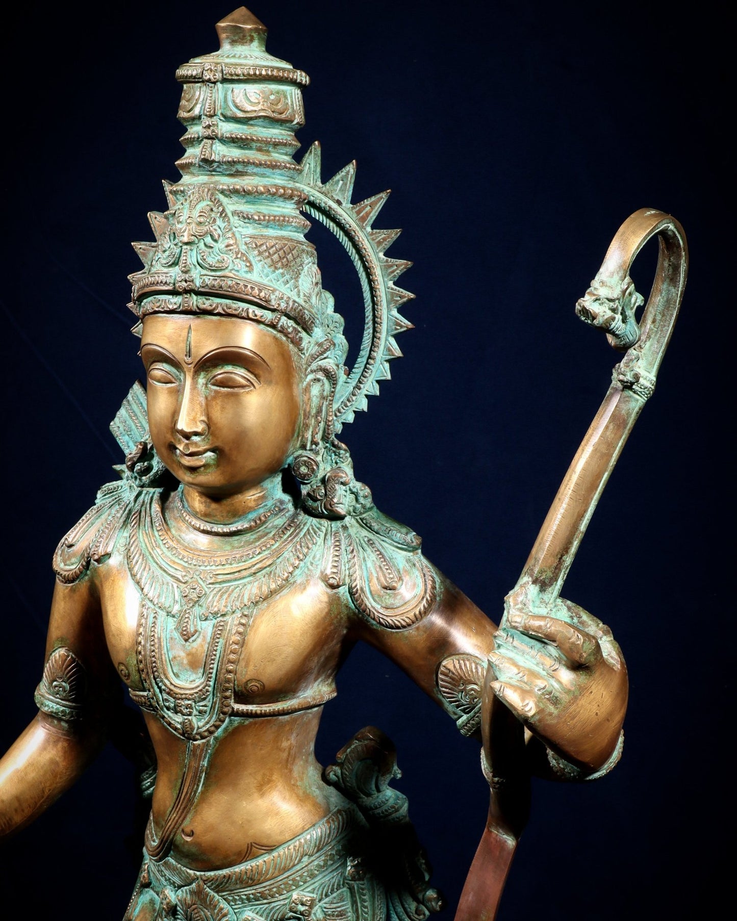 Pure Bronze Ramar Set (Ram Darbar) – Vintage Chola Patina 29", 85 kgs. - Budhshiv.com