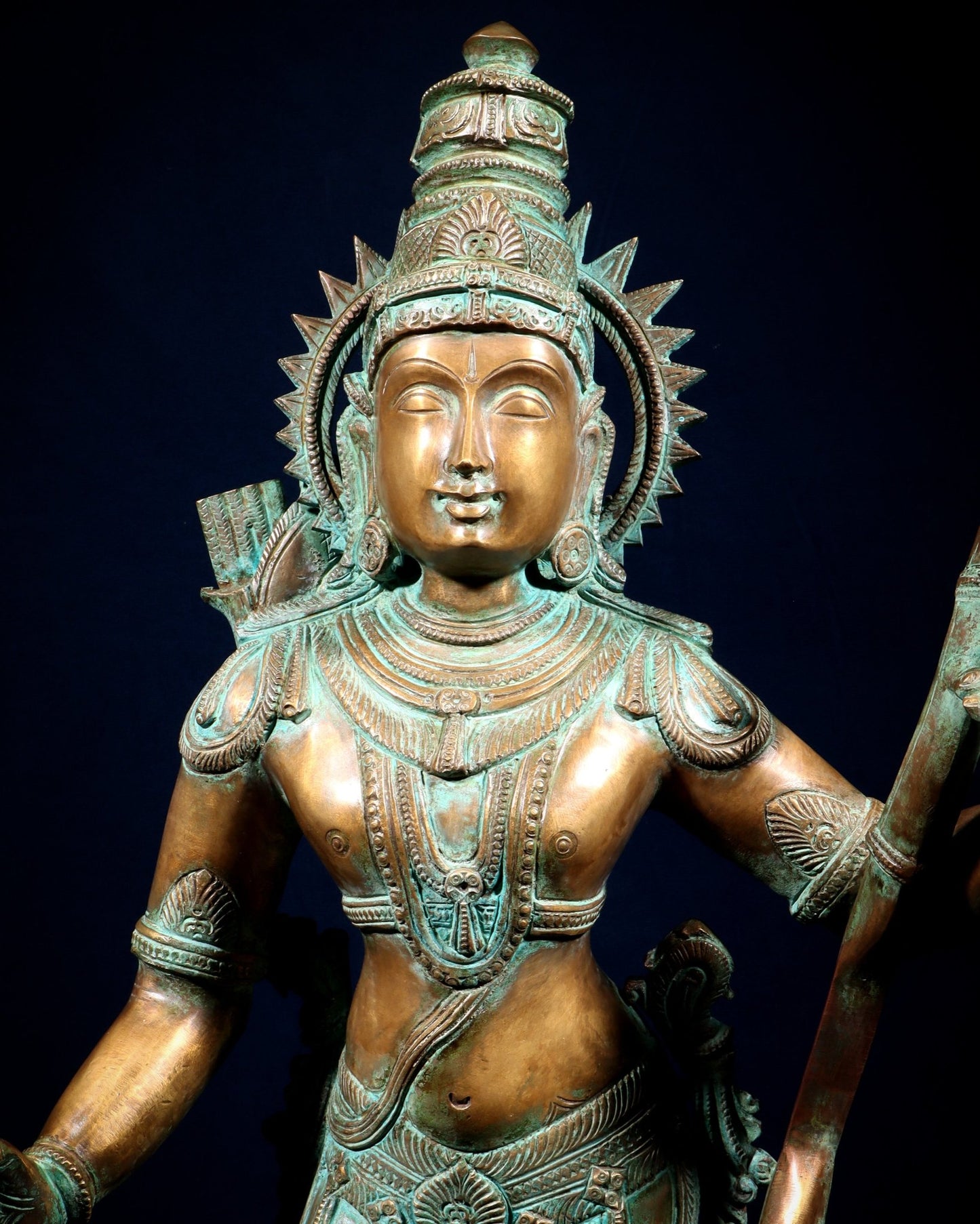 Pure Bronze Ramar Set (Ram Darbar) – Vintage Chola Patina 29", 85 kgs. - Budhshiv.com
