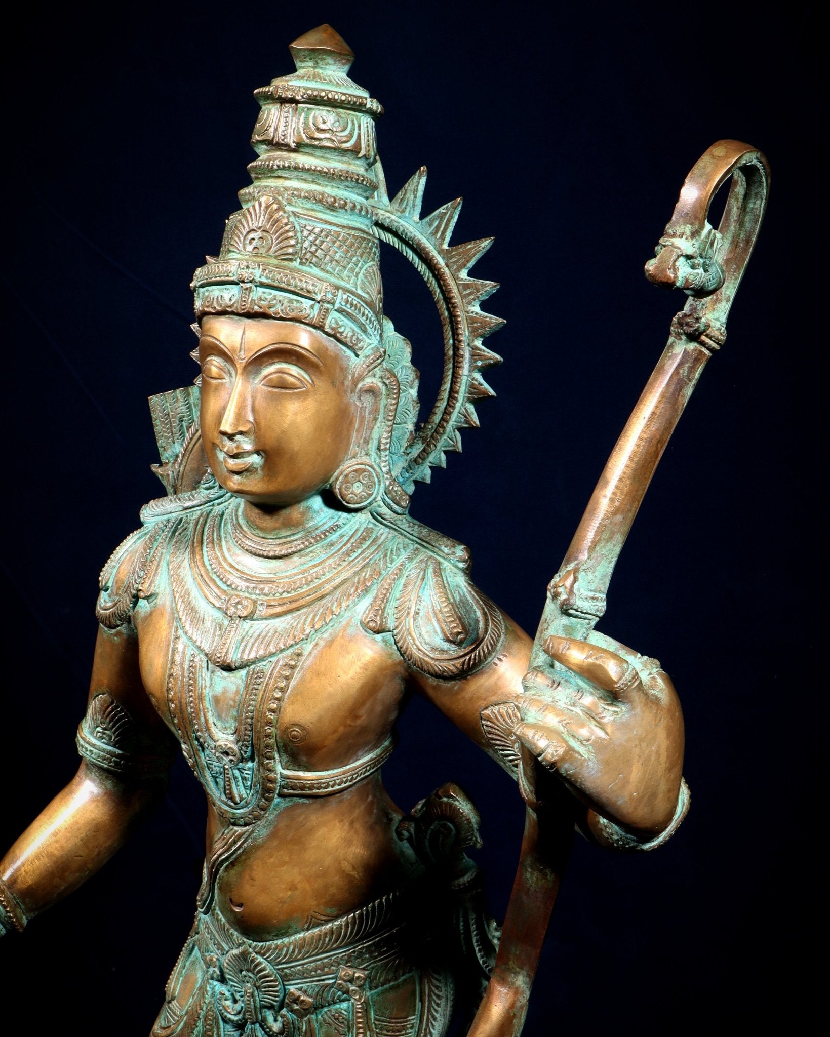 Pure Bronze Ramar Set (Ram Darbar) – Vintage Chola Patina 29", 85 kgs. - Budhshiv.com