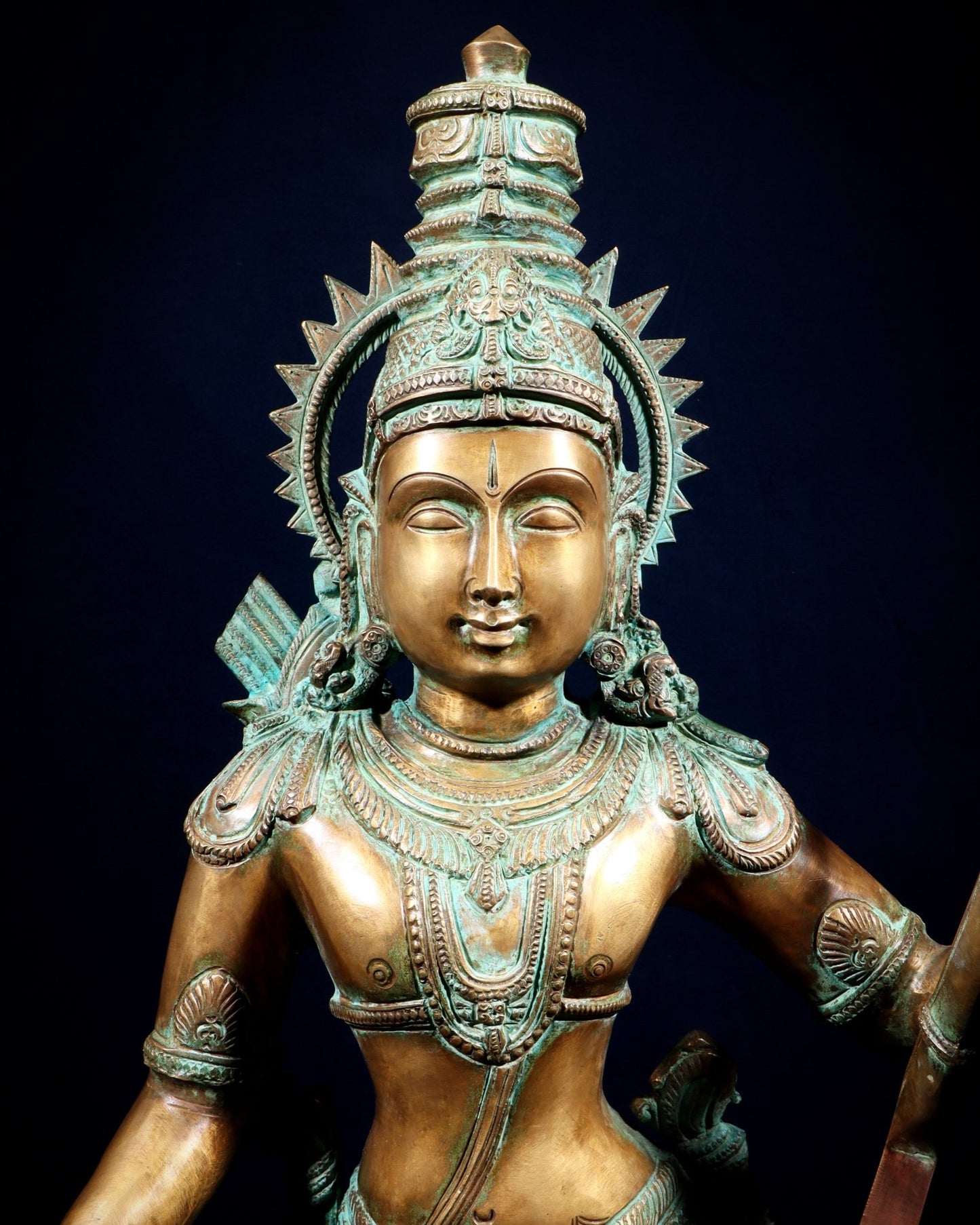 Pure Bronze Ramar Set (Ram Darbar) – Vintage Chola Patina 29", 85 kgs. - Budhshiv.com