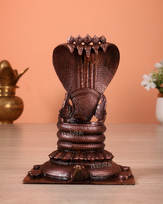 Pure Copper Adi Sheshanag on Kurma Peetha Aasan – Sacred Idol Pedestal for Small Deities - Budhshiv.com