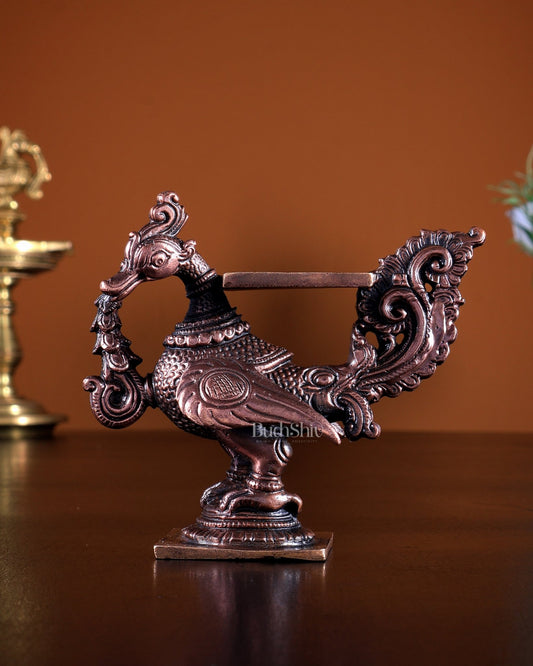 Pure Copper Annam Pakshi Peetam Singhasan | Idol Throne 4" - Budhshiv.com