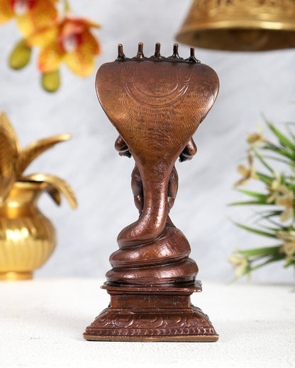 Pure Copper Bal Krishna on Kaliya Naag Idol – Divine Kalinga Narthana Sculpture (5 Inches) - Budhshiv.com