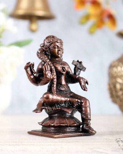 Pure copper Bala Tripura Sundari Balambika idol 3.5" - Budhshiv.com