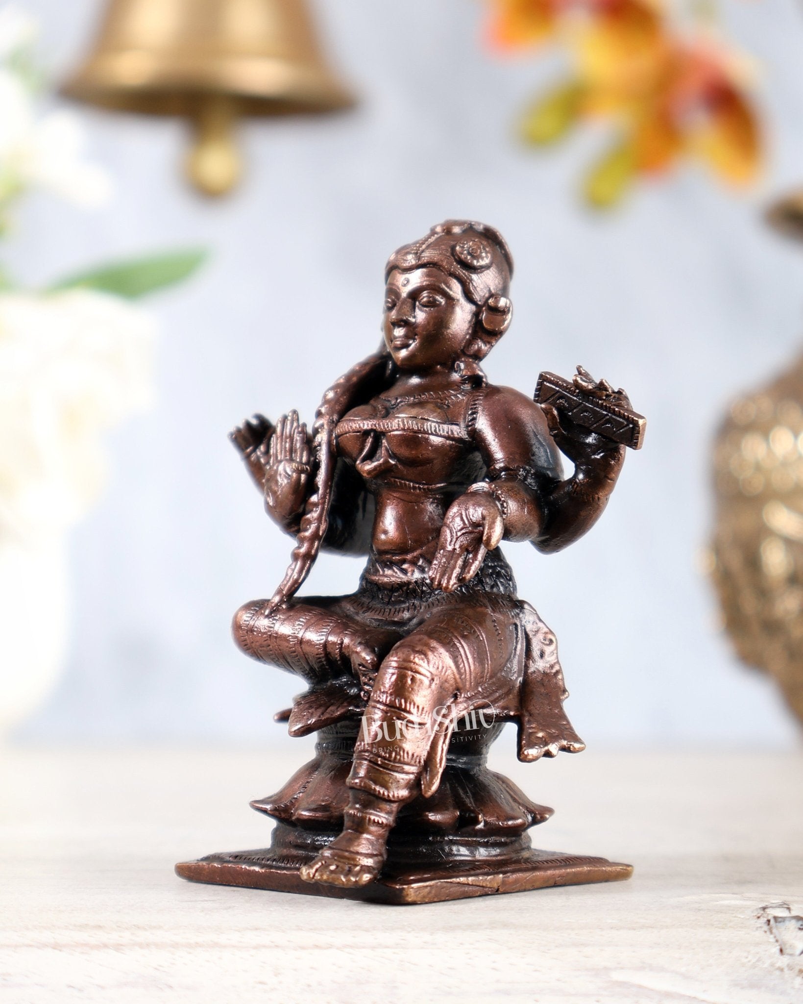 Pure copper Bala Tripura Sundari Balambika idol 3.5" - Budhshiv.com
