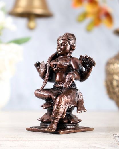 Pure copper Bala Tripura Sundari Balambika idol 3.5" - Budhshiv.com