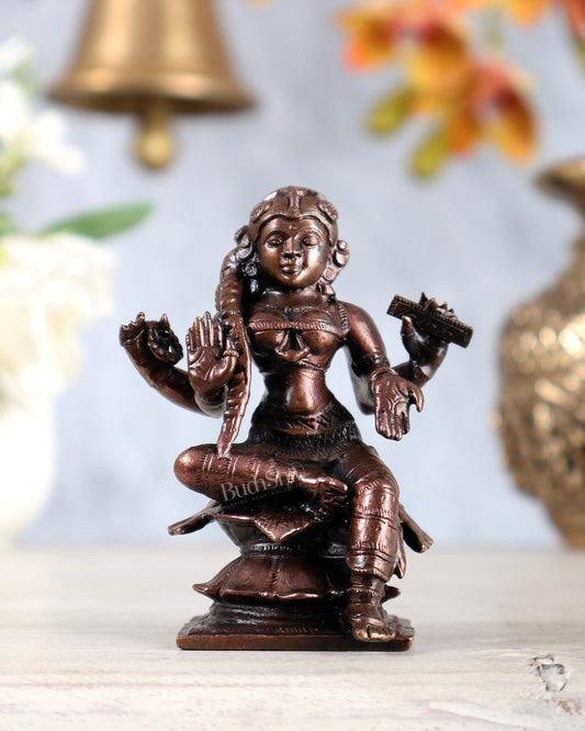 Pure copper Bala Tripura Sundari Balambika idol 3.5" - Budhshiv.com