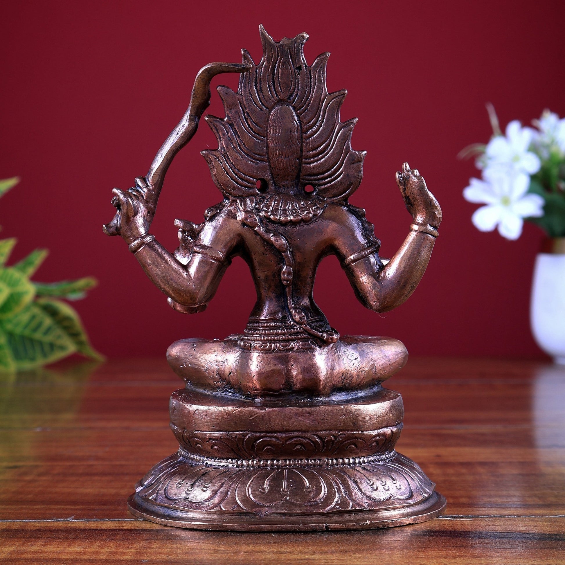 Pure Copper Dakshina Kali Sitting Idol | Fierce Form Goddess Kali Murti - Budhshiv.com