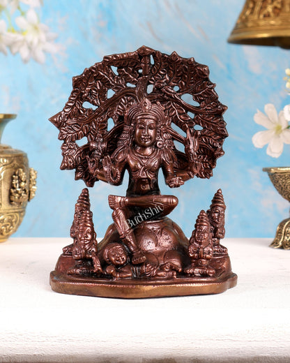Pure Copper Dakshinamurthy Idol with Tree & Rishis – Divine Guru Statue (6 Inches) - Budhshiv.com