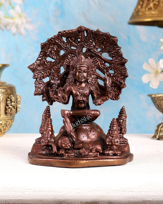 Pure Copper Dakshinamurthy Idol with Tree & Rishis – Divine Guru Statue (6 Inches) - Budhshiv.com