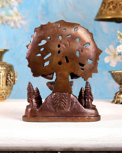 Pure Copper Dakshinamurthy Idol with Tree & Rishis – Divine Guru Statue (6 Inches) - Budhshiv.com