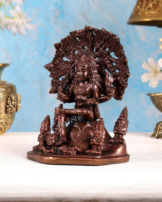 Pure Copper Dakshinamurthy Idol with Tree & Rishis – Divine Guru Statue (6 Inches) - Budhshiv.com