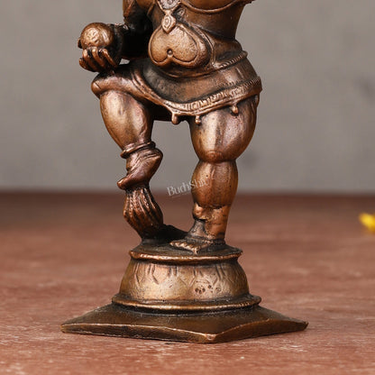 Pure Copper Dancing Krishna Idol - 3.75 - inch - Budhshiv.com
