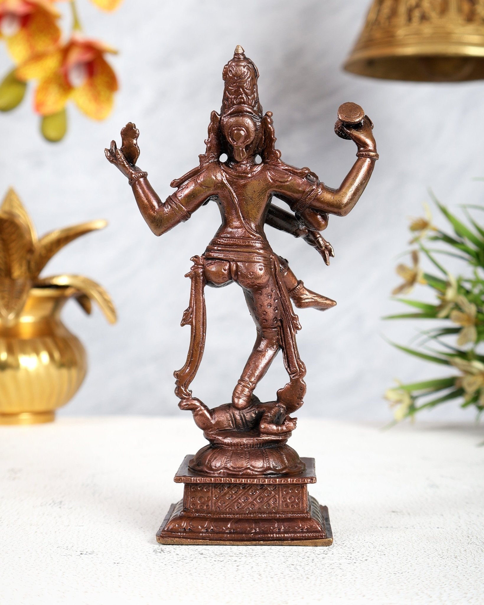 Pure Copper Dancing Shiva Idol – Divine Nataraja Sculpture (6 Inches) - Budhshiv.com
