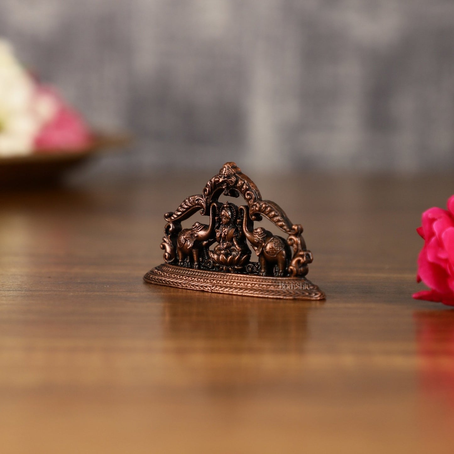Pure Copper Gajalakshmi Idol Symbol | 1.5 Inch - Budhshiv.com