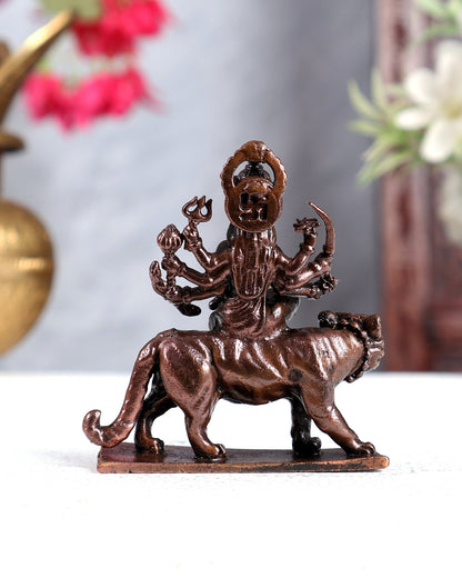 Pure Copper Goddess Durga Solid Idol - Budhshiv.com