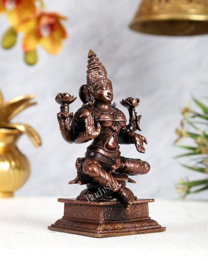 Pure Copper Goddess Lakshmi Idol | Handcrafted 4.2 inch - Budhshiv.com