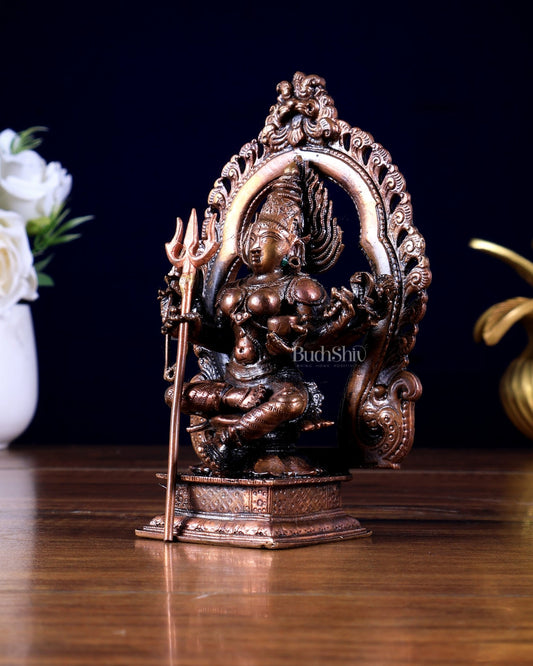 Pure Copper Goddess Mariamman Idol with Prabhavali - Budhshiv.com
