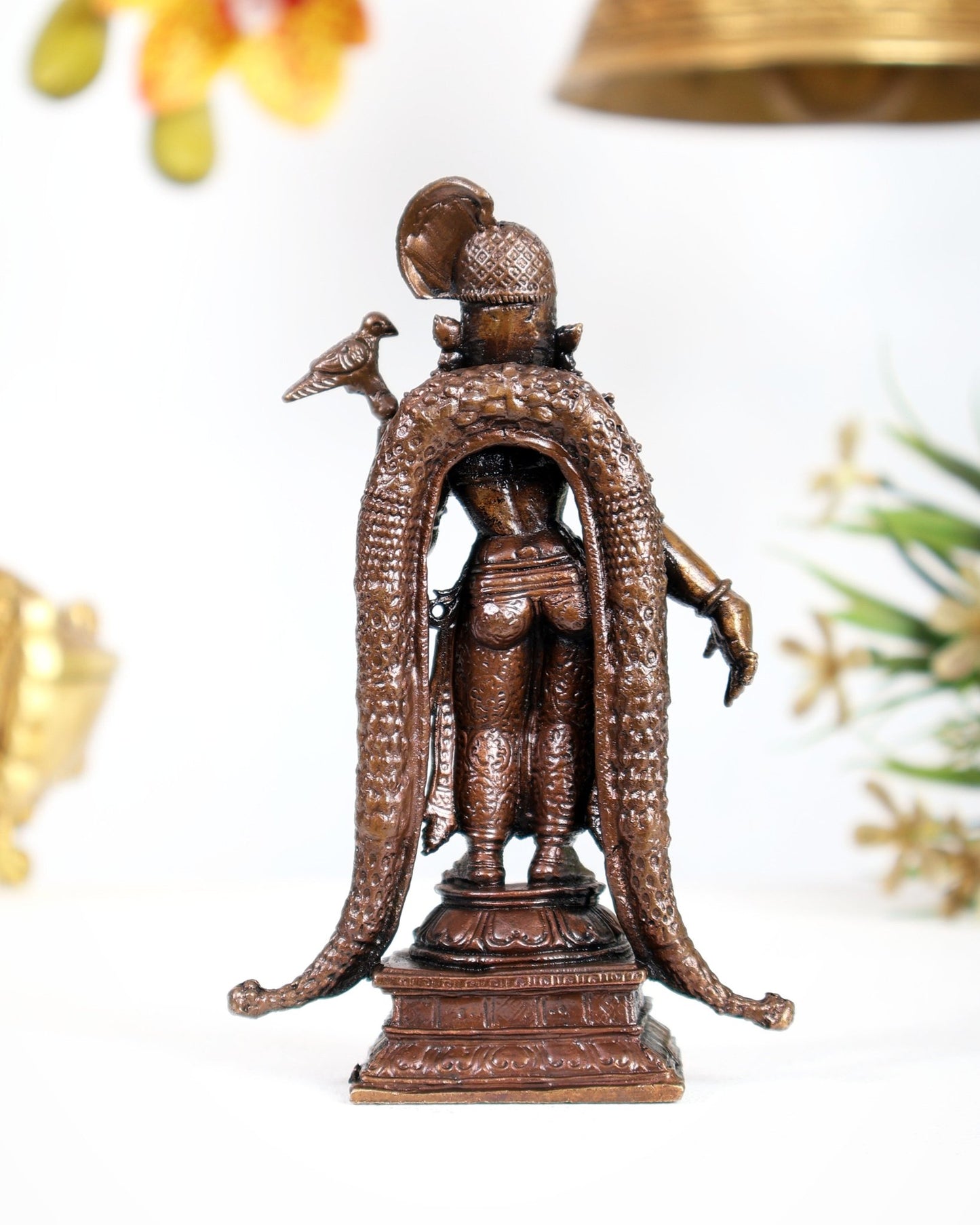 Pure Copper Goddess Meenakshi Idol – Divine South Indian Temple Sculpture - Budhshiv.com