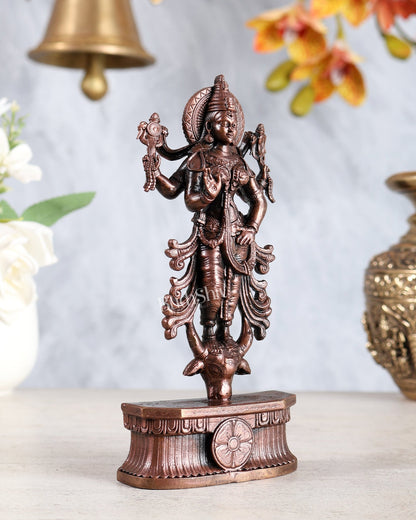 Pure Copper Goddess Narayani idol 6" - Budhshiv.com