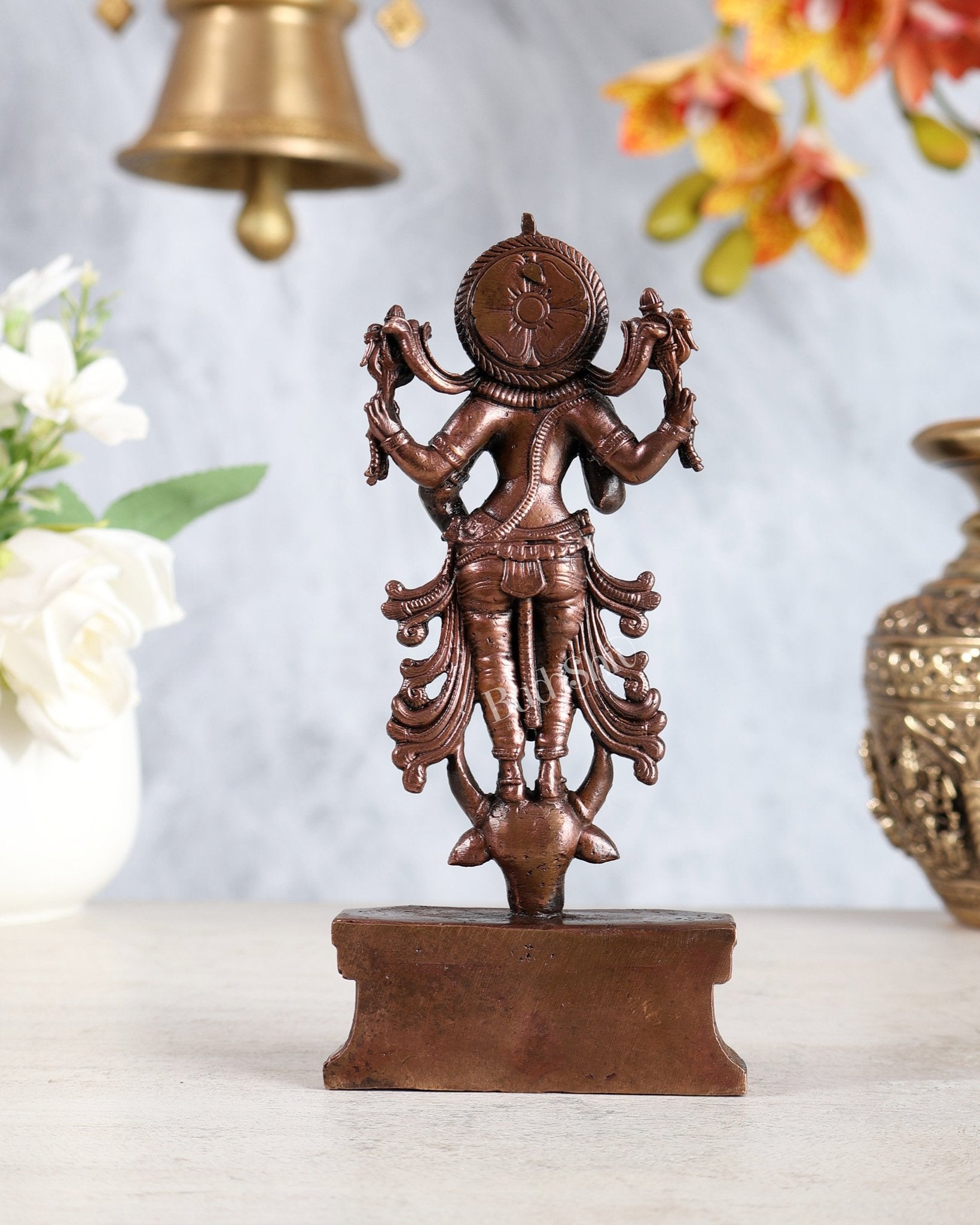 Pure Copper Goddess Narayani idol 6" - Budhshiv.com