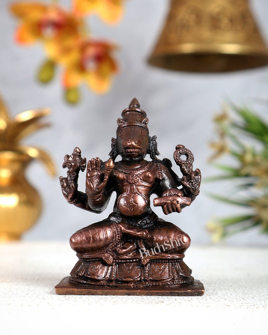 Pure Copper Hayagriva Vishnu Avatar Idol – Divine Wisdom Miniature Sculpture (2.5 Inches) - Budhshiv.com