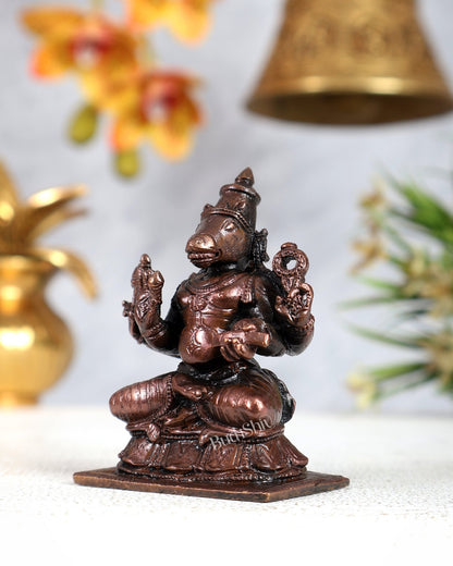 Pure Copper Hayagriva Vishnu Avatar Idol – Divine Wisdom Miniature Sculpture (2.5 Inches) - Budhshiv.com