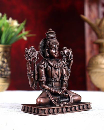 Pure Copper Hollow Cast Vishnu in Meditation Idol 4 inch - Budhshiv.com