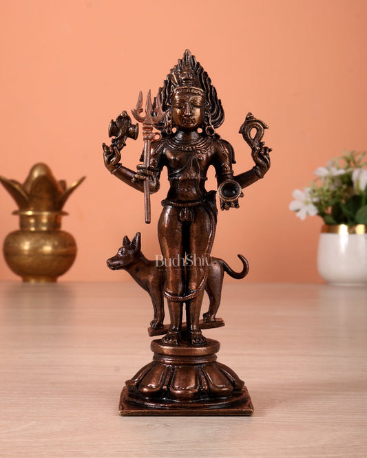 Pure Copper Kaal Bhairava Idol | Height 5.5 inch - Budhshiv.com