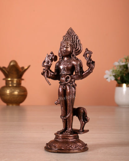 Pure Copper Kaala Bhairava Idol 5.1 inch - Budhshiv.com