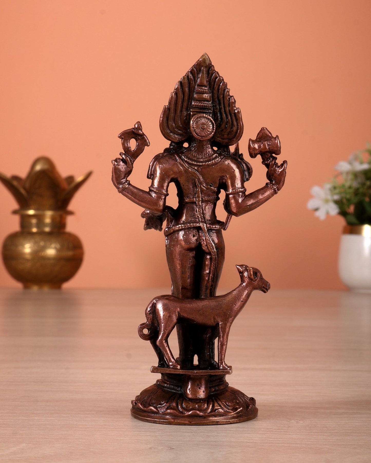 Pure Copper Kaala Bhairava Idol 5.1 inch - Budhshiv.com