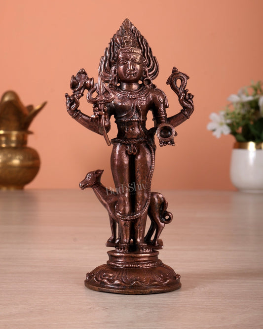 Pure Copper Kaala Bhairava Idol 5.1 inch - Budhshiv.com