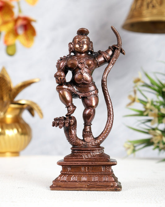 Pure Copper Kalinga Narthana Krishna Statue – Dancing Krishna on Kaliya Naag Idol - Budhshiv.com