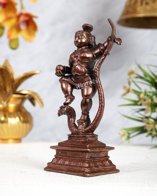Pure Copper Kalinga Narthana Krishna Statue – Dancing Krishna on Kaliya Naag Idol - Budhshiv.com