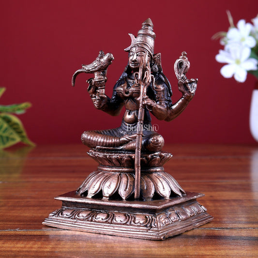 Pure Copper Kamakshi Amman Idol | Goddess Parvati Divine Murti - Budhshiv.com