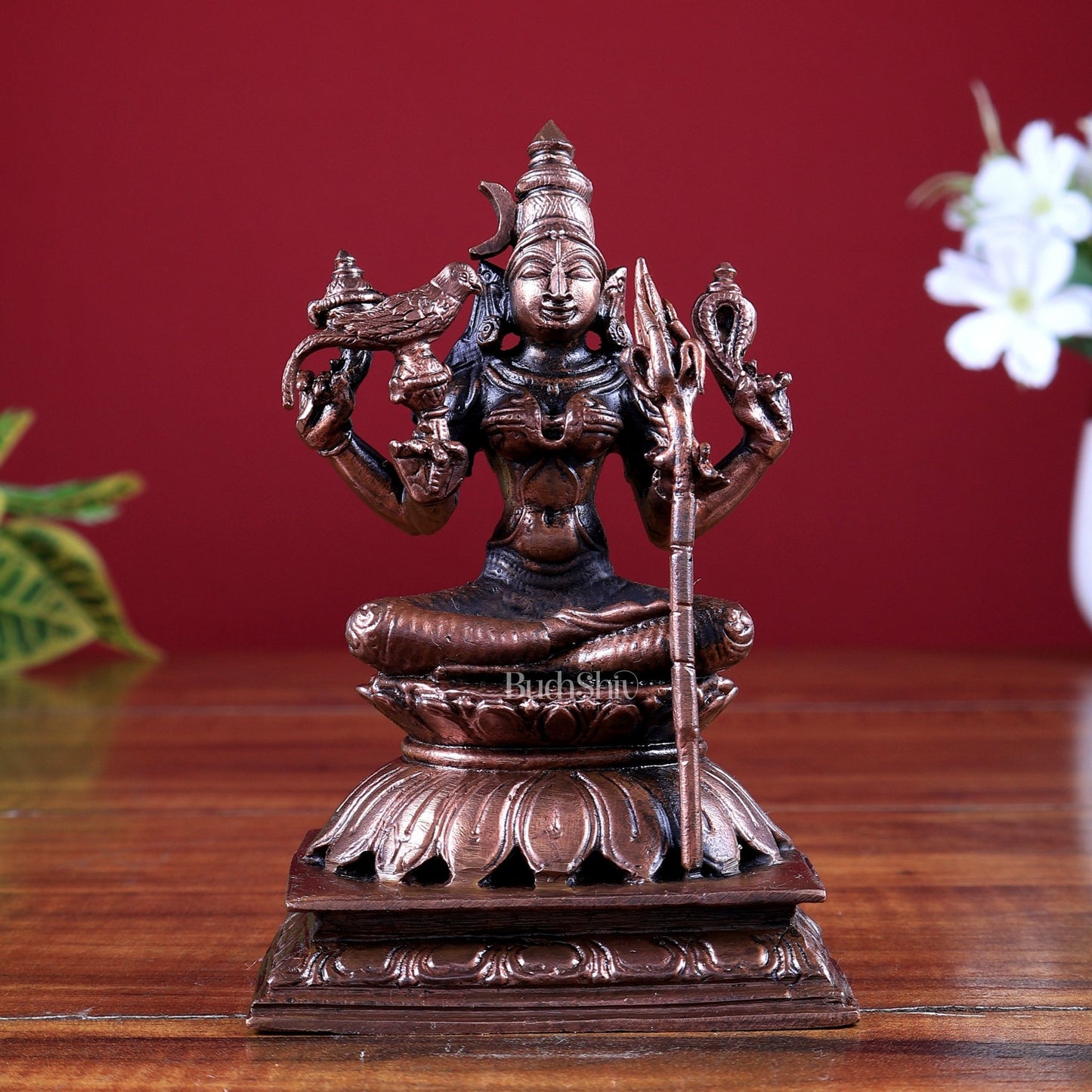 Pure Copper Kamakshi Amman Idol | Goddess Parvati Divine Murti - Budhshiv.com