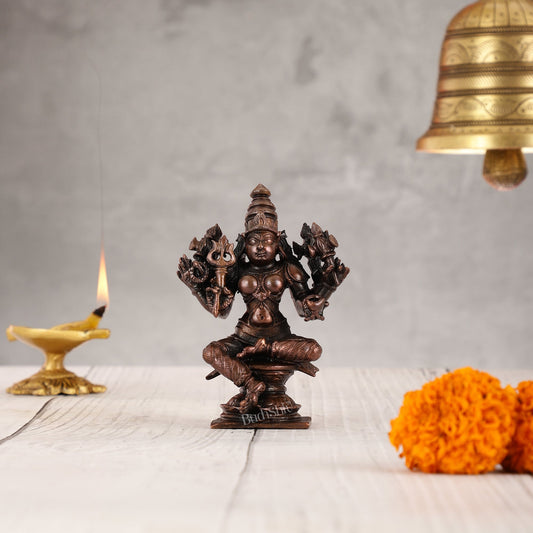 Pure Copper Karmari Mariamman Vigaraha idol - 4" - Budhshiv.com