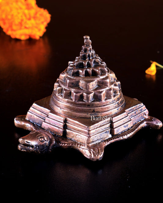 Pure Copper Kurma Meru Shree Yantra on Tortoise | BudhShiv - Budhshiv.com