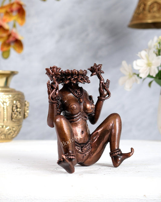 Pure Copper Lajja Gauri Idol – Traditional Shakti Form (4 Inches) - Budhshiv.com