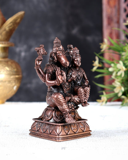 Pure Copper Lakshmi Hayagriva Idol – Handcrafted Divine Statue 4.5 inch - Budhshiv.com