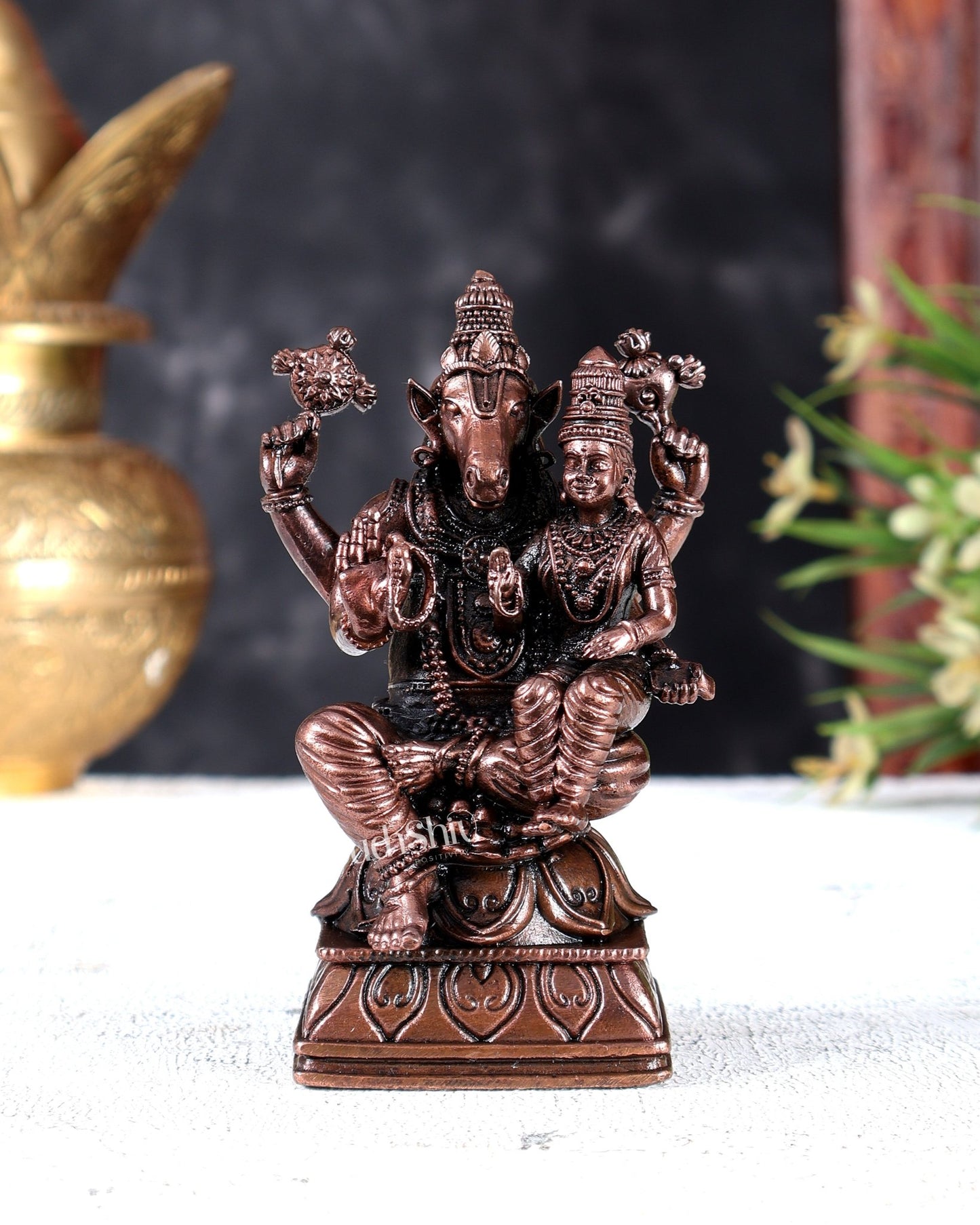 Pure Copper Lakshmi Hayagriva Idol – Handcrafted Divine Statue 4.5 inch - Budhshiv.com