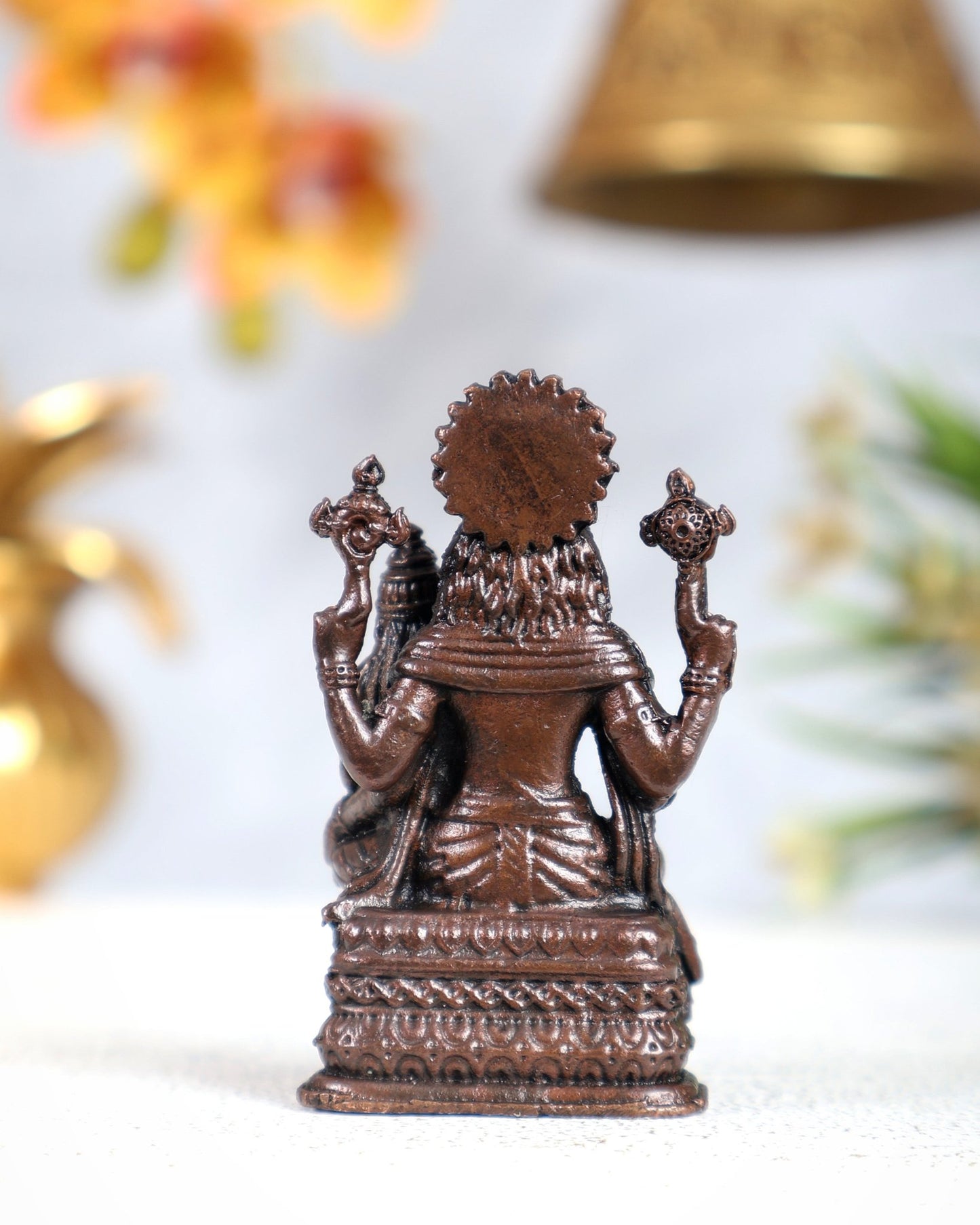 Pure Copper Lakshmi Narasimha Idol Miniature – Divine Protection Pocket Shrine (2.5 Inches) - Budhshiv.com