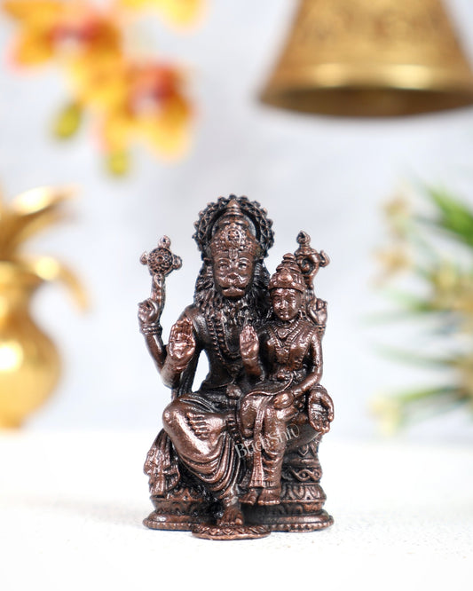 Pure Copper Lakshmi Narasimha Idol Miniature – Divine Protection Pocket Shrine (2.5 Inches) - Budhshiv.com