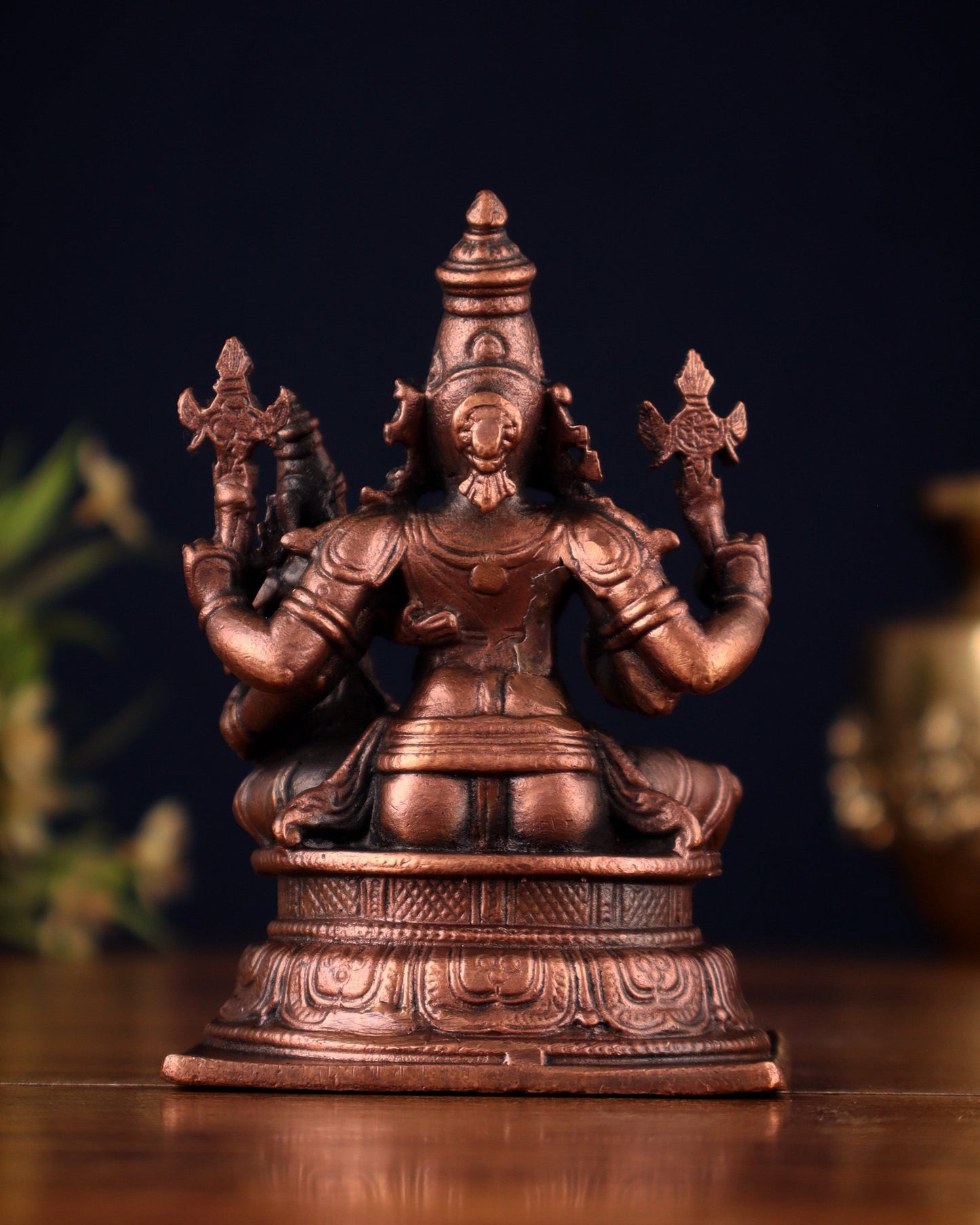 Pure Copper Lakshmi Narasimha Swamy Idol 4.5" - Budhshiv.com