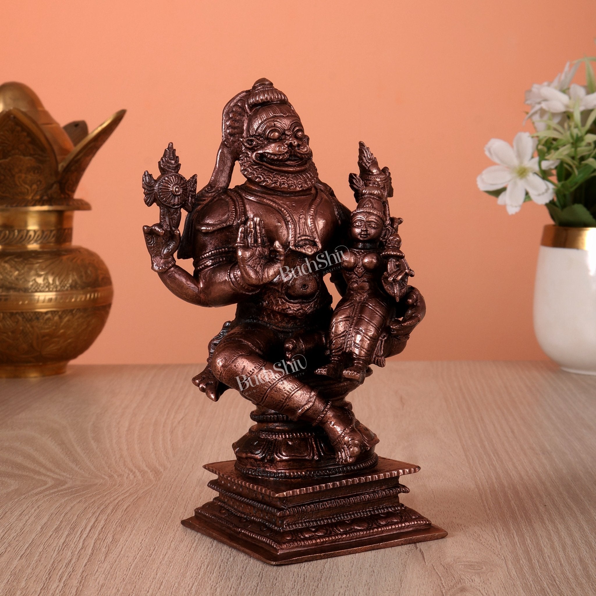 Pure Copper Lakshmi Narasimha Swamy Idol (5.5 Inch, 1.25 Kg) – Budhshiv.com